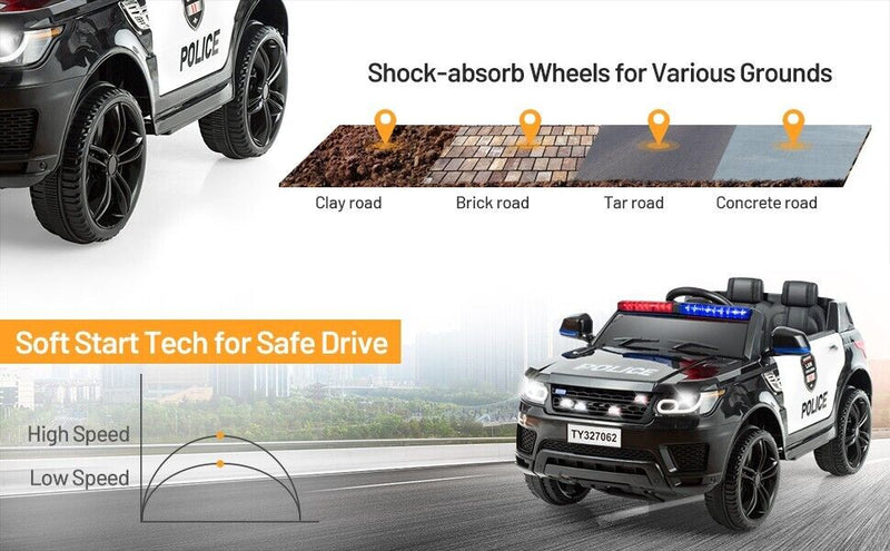 Electric Ride On Car for Kids with 3 Speeds, Lights, Music & Remote Control - 12V