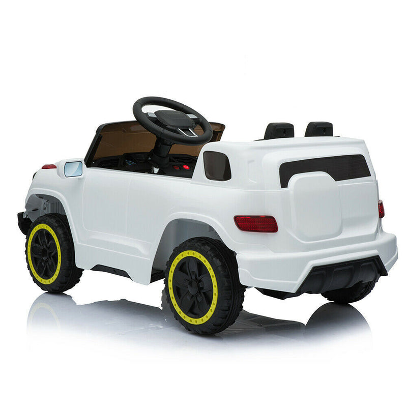 Electric Ride-On Car for Kids with 3 Speeds, Music Player, and Remote Control - White
