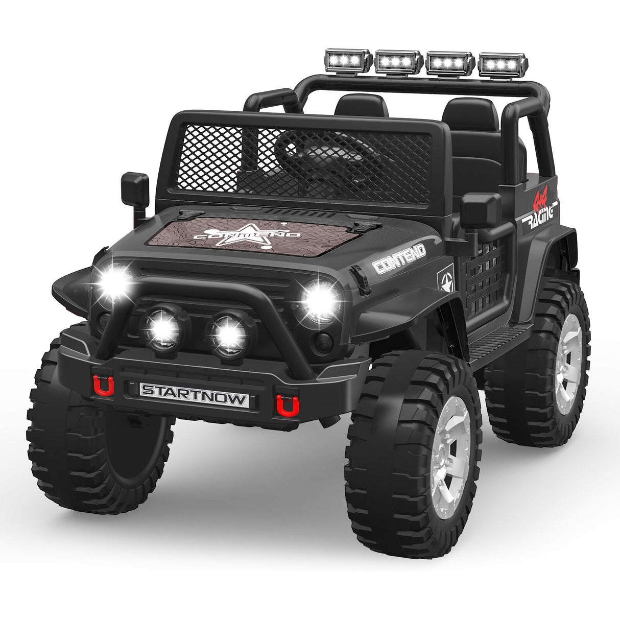 Electric Ride-On Car for Kids with LED Lights, MP3 Player, and Remote Control - 2 Seats, 12V