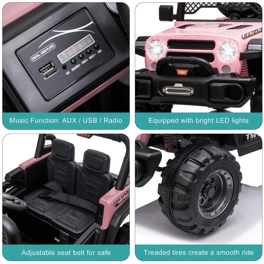 Electric Ride-On Car for Kids with MP3, LED Lights, Remote Control, and Adjustable Seat Belt