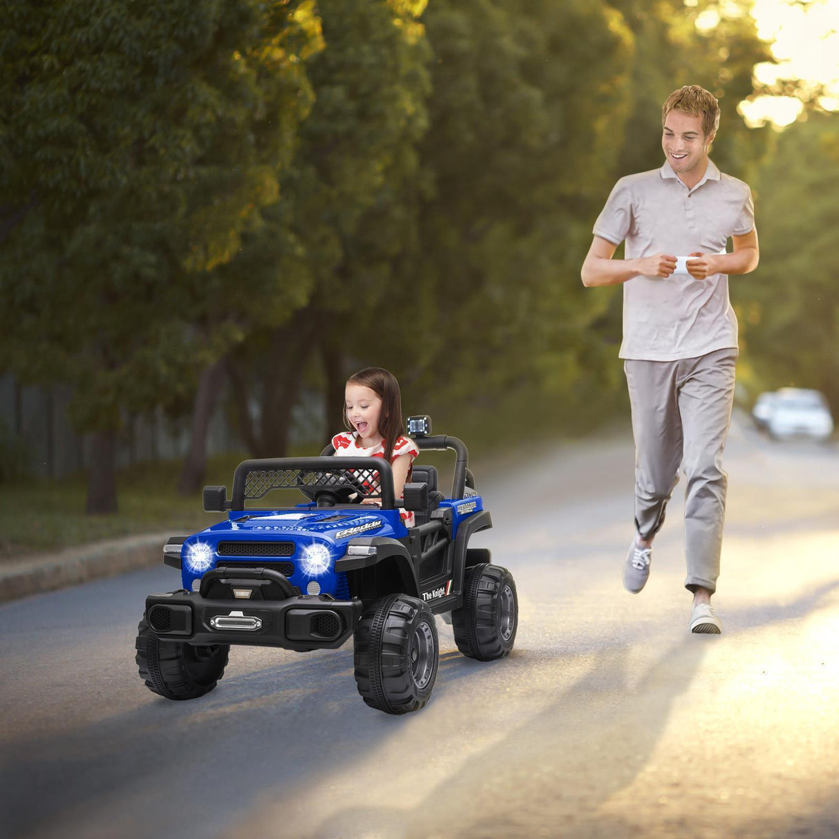 Electric Ride-On Car for Kids with MP3, LED Lights, Remote Control, and Adjustable Seat Belt