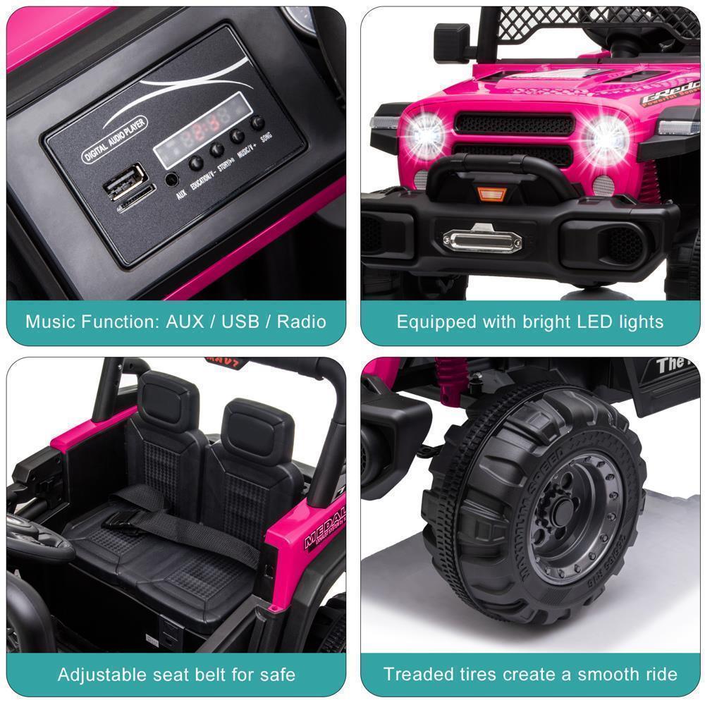 Electric Ride-On Car for Kids with MP3, LED Lights, Remote Control, and Adjustable Seat Belt