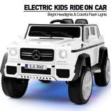 Electric Ride-On Car for Kids with Music, LED Lights, and Remote Control - 3 Speeds - White