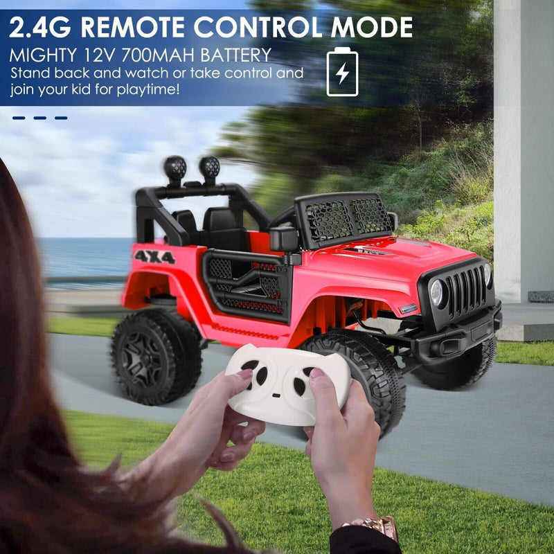 12V Electric Ride-On Trucks for Kids with Remote Control, MP3 Music, and Lights