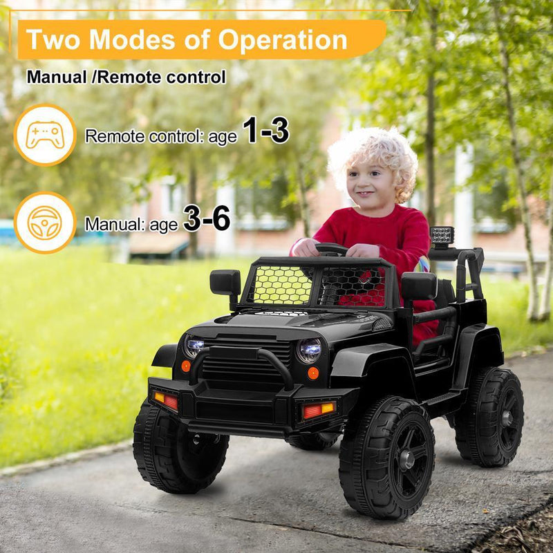 Electric Ride-On Car for Kids with Parental Remote Control - Black
