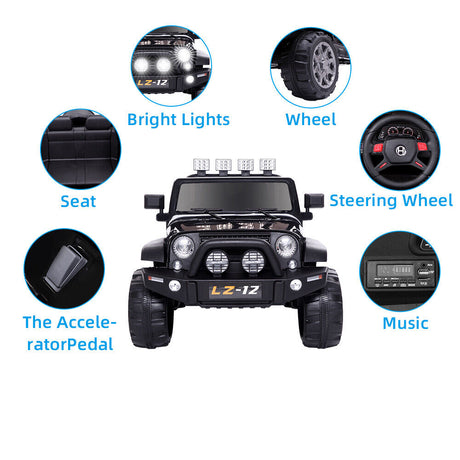 Electric Ride-On Car for Kids with Remote Control - 12V Rechargeable Battery, 4 mph Speed, Black