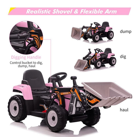 Electric Ride-On Car for Kids with Remote Control and Bucket - 12V Battery Powered