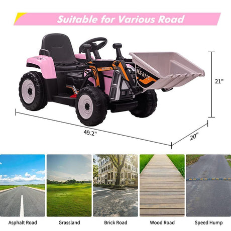 Electric Ride-On Car for Kids with Remote Control and Bucket - 12V Battery Powered