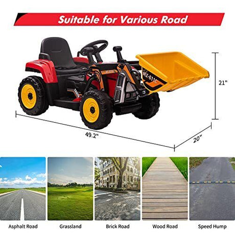 Electric Ride-On Car for Kids with Remote Control and Bucket - 12V Battery Powered