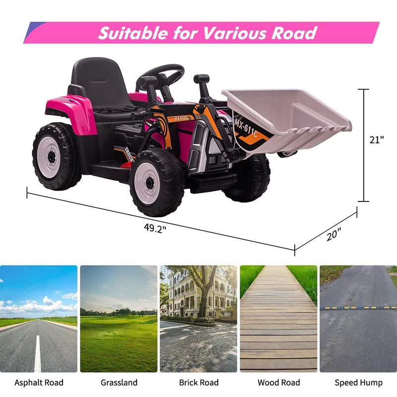 Electric Ride-On Car for Kids with Remote Control and Bucket - 12V Battery Powered