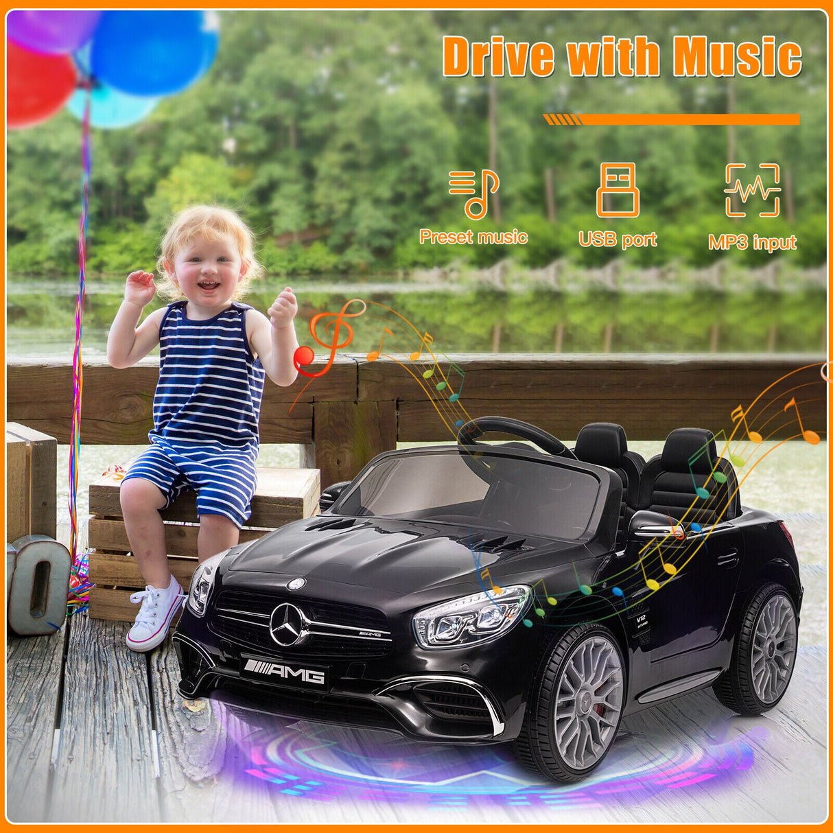 Electric Ride-On Car for Kids with Remote Control and LED Lights - 12V Battery Powered Toy Vehicle
