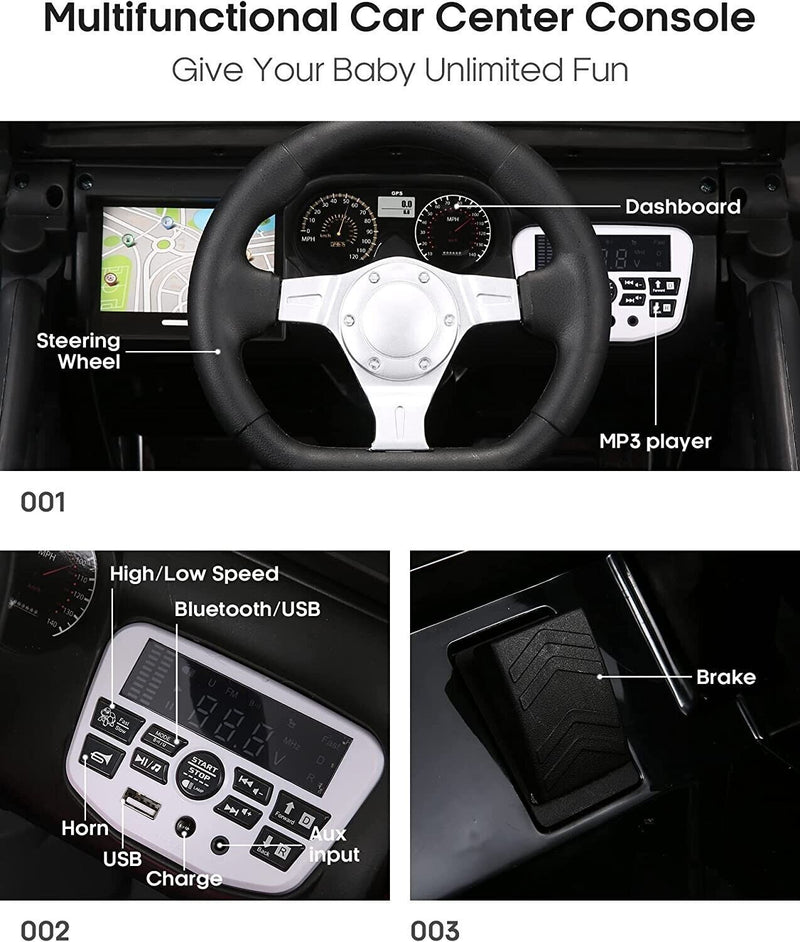 Electric Ride-On Car for Kids with Remote Control and MP3 Player - 12V Black Truck Design