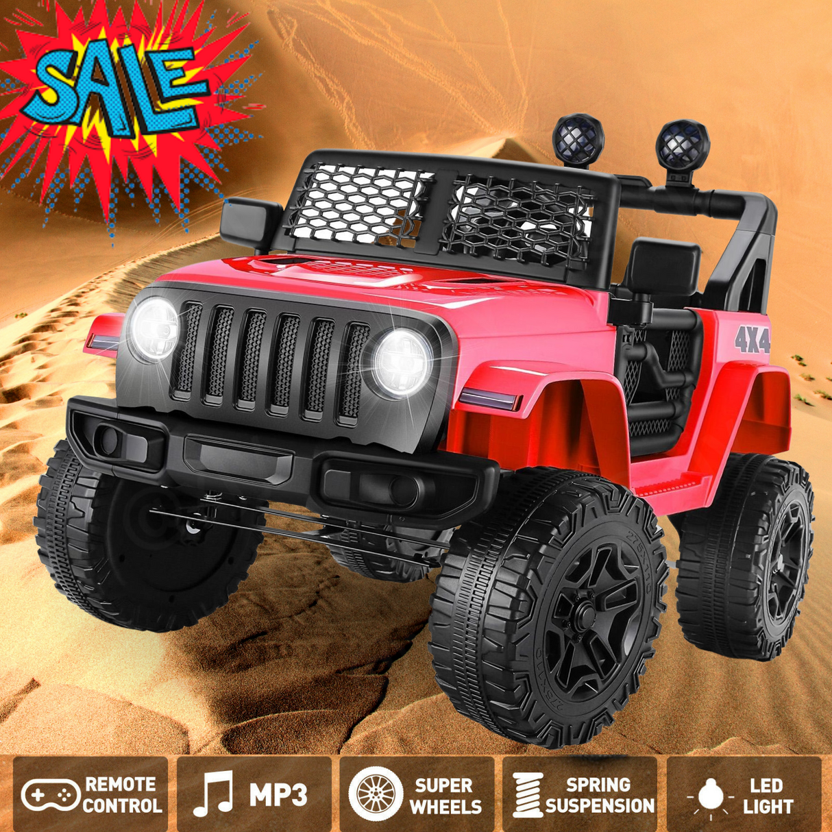 Electric Ride-On Car for Kids with Remote Control and MP3 Player - 12V Children's Truck