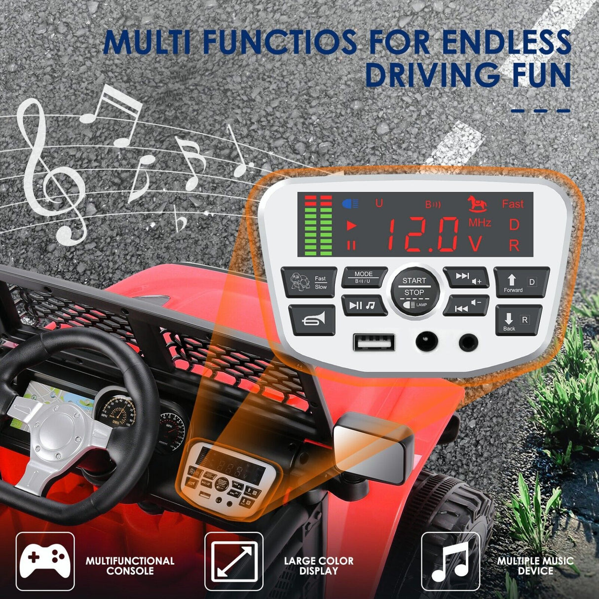 Electric Ride-On Car for Kids with Remote Control and MP3 Player - 12V Truck Design