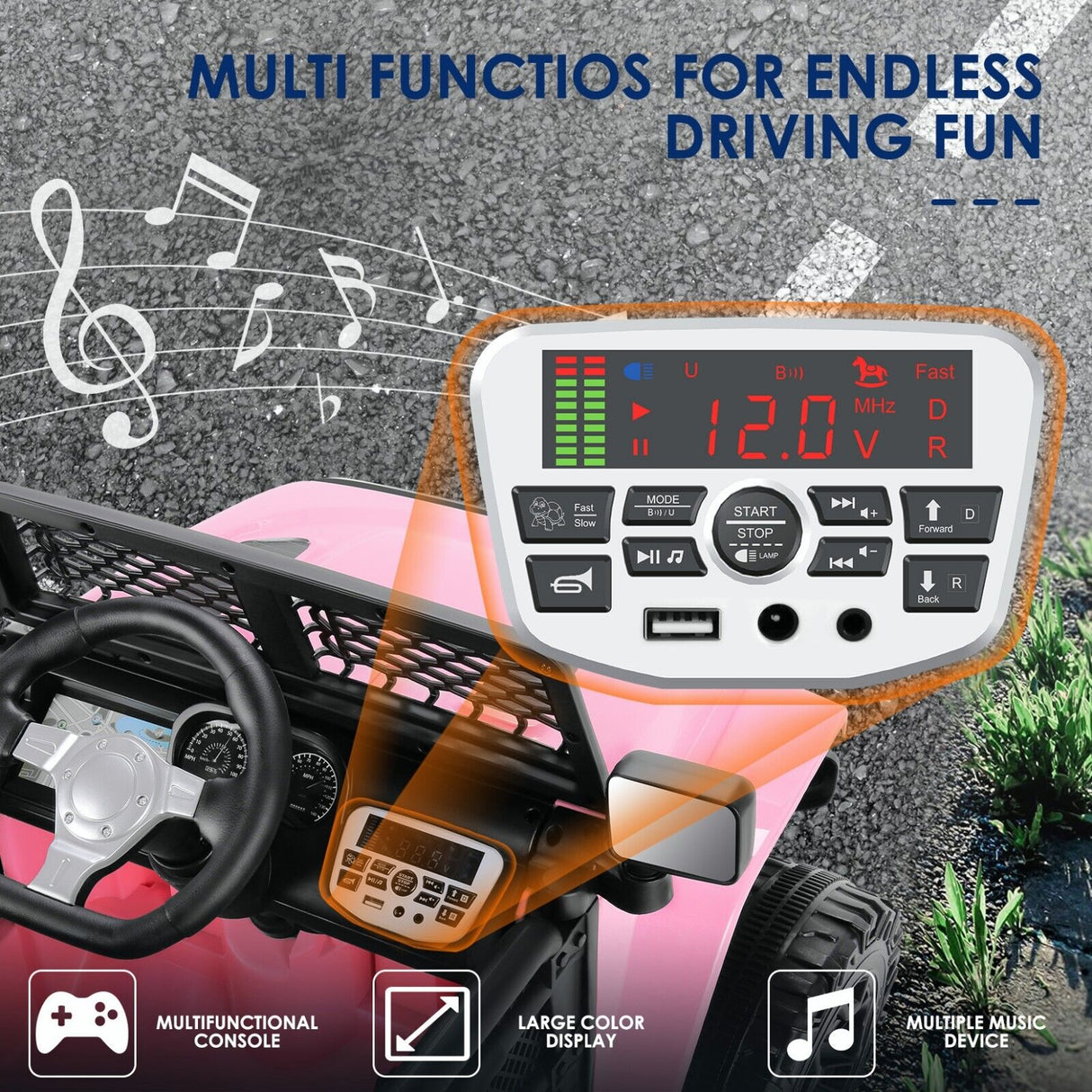 Electric Ride-On Car for Kids with Remote Control and MP3 Player