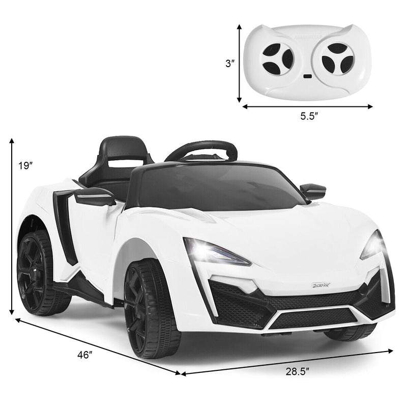 Electric Ride-On Car for Kids with Remote Control, Lights, MP3 Player, and Openable Doors - White