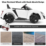 Electric Ride-On Car for Kids with Remote Control, Lights, Music, and Openable Doors - White