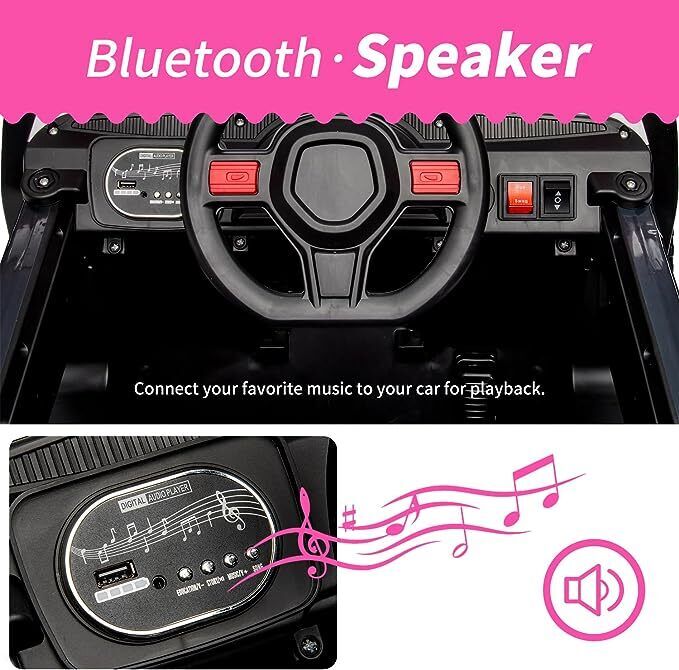 Electric Ride-On Car for Kids with Remote Control, Music, and 4 Wheels - 12V LED Edition