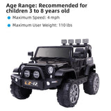 Electric Ride On Car for Kids with Remote Control, Music, and Light - Black