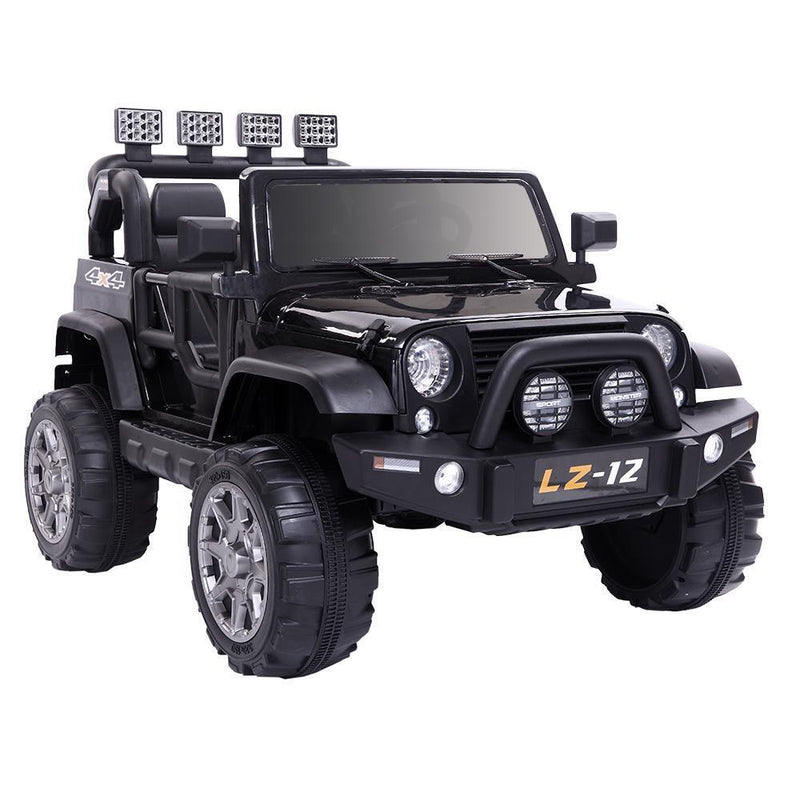 Electric Ride-On Car for Kids with Remote Control, Music, LED Lights, and 4mph Wheels in Black
