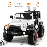 Electric Ride-On Car for Kids with Remote Control, Music Player, LED Lights, and USB Port - White