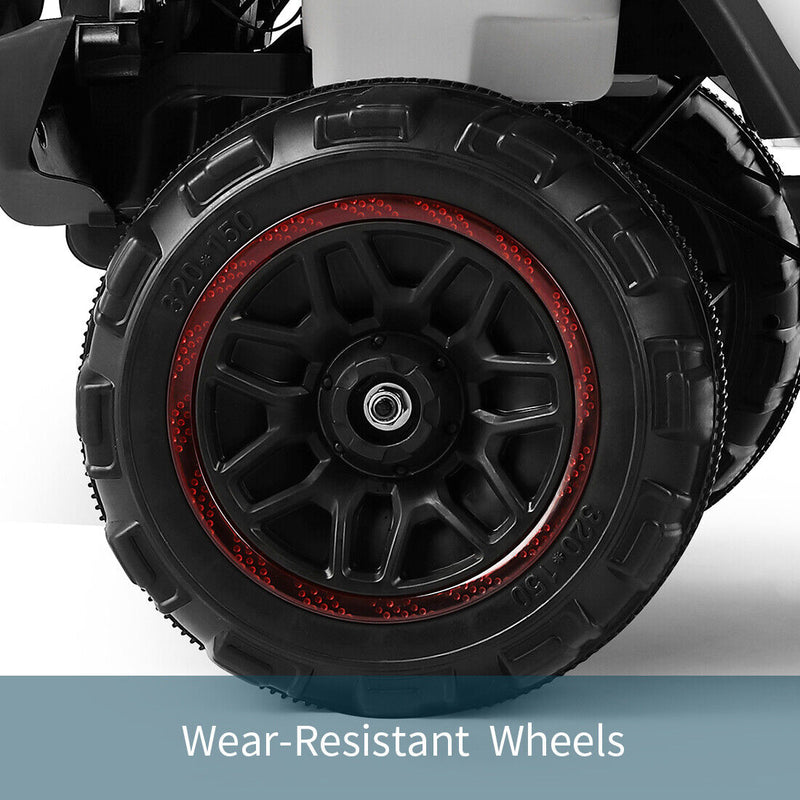 Electric Ride-On Car for Kids with Remote Control, Music Player, LED Lights, and USB Port - White