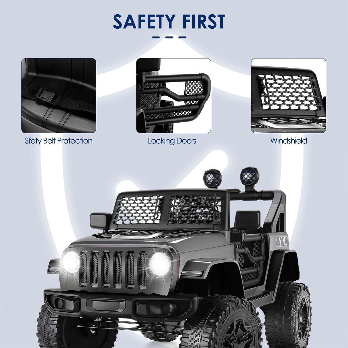 12V Electric Ride On Jeep Toy Car with Remote Control, Bluetooth, and MP3 Player for Kids