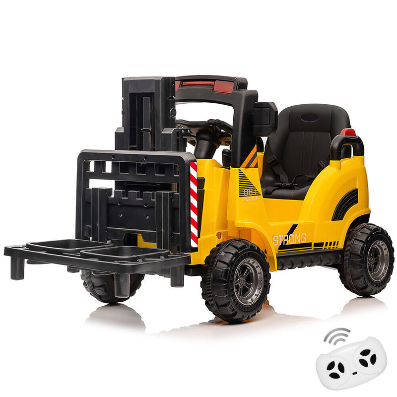 Electric Ride-On Construction Forklift with Remote Control and Built-In Music - 12V