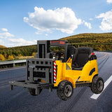 Electric Ride-On Construction Forklift with Remote Control and Built-In Music - 12V