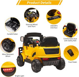 Electric Ride-On Construction Forklift with Remote Control and Built-In Music - 12V