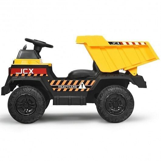 Electric Ride-On Dump Truck for Kids - 12V Battery Powered with Yellow Bucket and Dump Bed