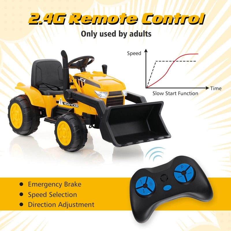 Electric Ride-On Excavator Digger with RC Control, Lights, and Music for Kids (12V)