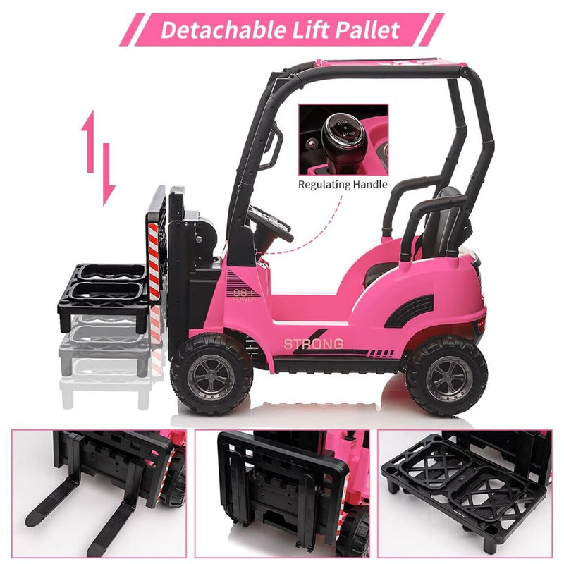 Electric Ride-On Forklift Car with Tent for Kids - Construction-Themed Fun!