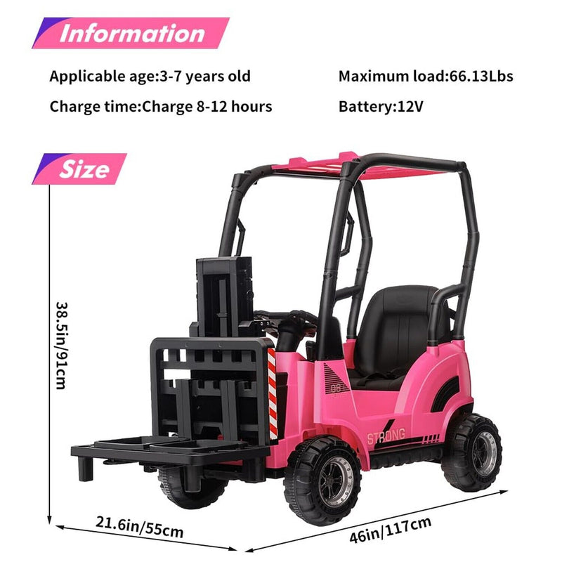 Electric Ride-On Forklift Car with Tent for Kids - Construction-Themed Fun!