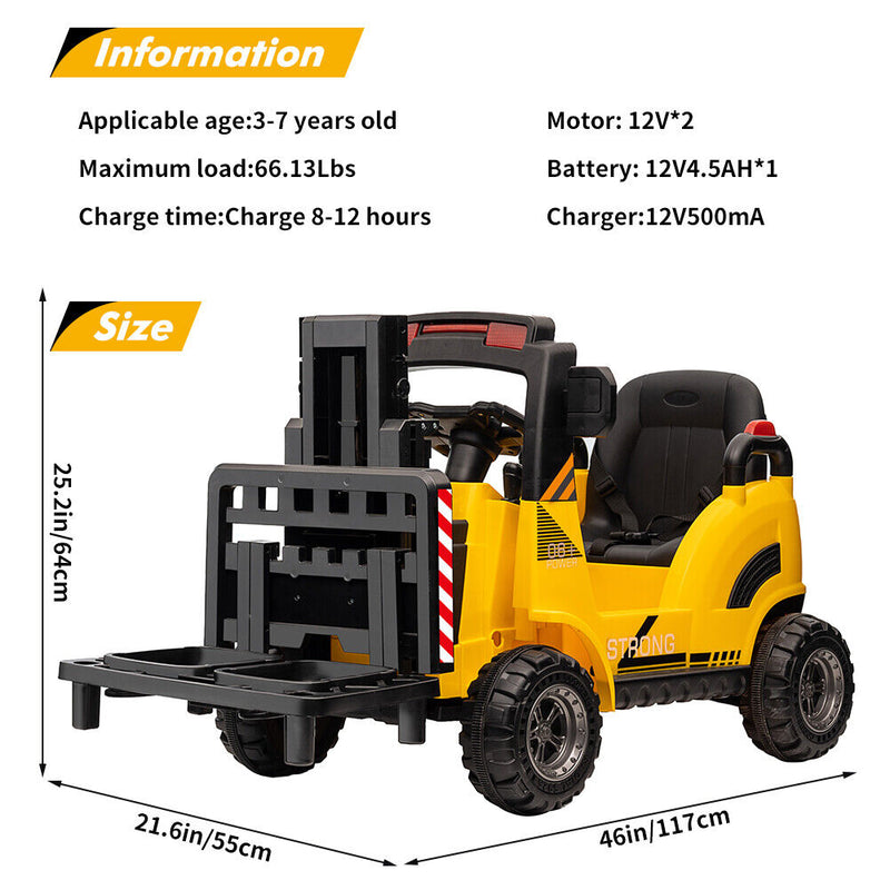 Electric Ride-On Forklift for Kids with Remote Control - 2 Speed Options for Boys and Girls