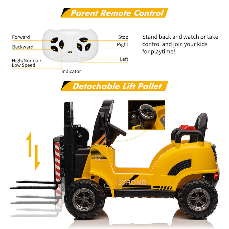 Electric Ride-On Forklift for Kids with Remote Control - 2 Speed Options for Boys and Girls