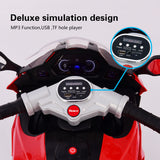 Electric Ride-On Motorcycle for Kids with LED Wheels, Music, and Screen - Red