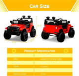 Electric Ride-On Toy Car for Kids with LED Lights, Bluetooth, and 2 Speeds - Red