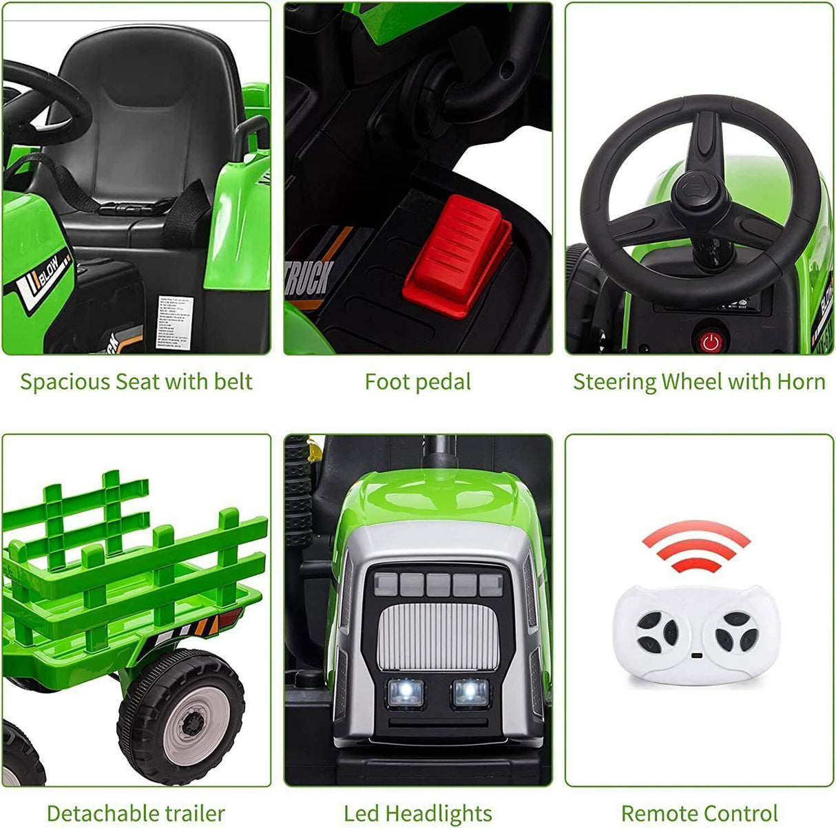 Electric Ride-On Toy Truck for Kids with RC, Bluetooth, MP3 - Perfect Christmas Gift!