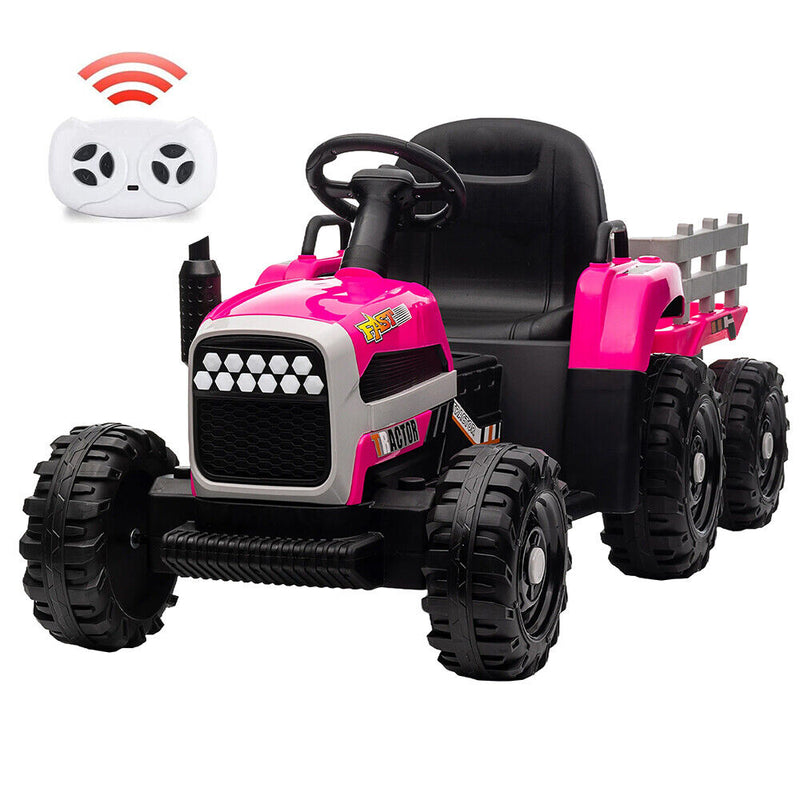 Electric Ride-On Tractor and Trailer for Kids - Red Toddler Toy