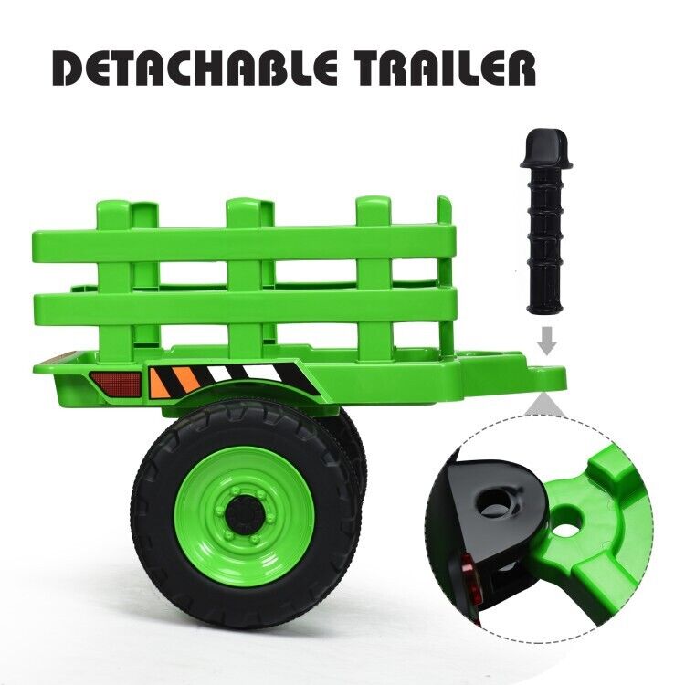Electric Ride-On Tractor for Kids with 3 Gears and Remote Control - Includes Trailer Toy