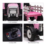 Electric Ride-On Tractor Trailer Toy for Kids with Remote Control and MP3 Player - 12V 35W