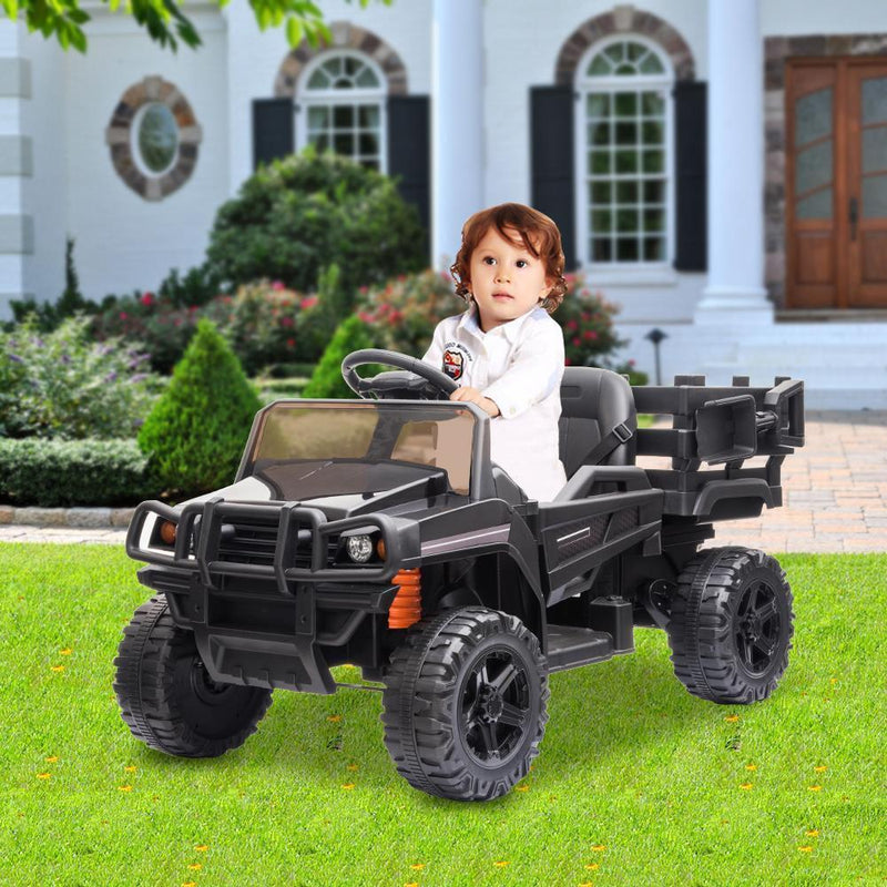 Electric Ride-On Tractor Truck with Music and Remote Control for Kids, Black