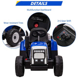 12V Electric Tractor Trailer Toy with MP3 Player for Kids - Battery Powered Ride-On Fun!
