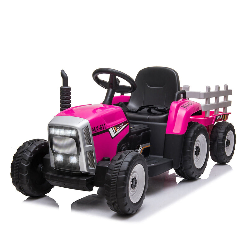 Electric Ride-On Tractor with Trailer and Music for Kids - 12V Battery-Powered Vehicle Toy