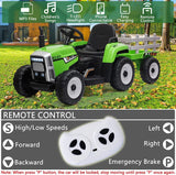 Electric Ride-On Tractor with Trailer and Remote Control for Kids - 12V Vehicle Toy