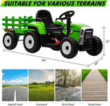 Electric Ride-On Tractor with Trailer for Kids - LED Lights, USB Music Player