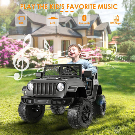 Electric Ride-On Truck for Kids with LED Lights, Parental Remote Control, and Bluetooth Music