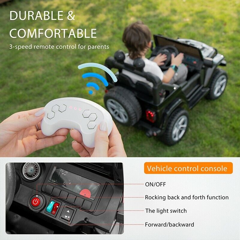 Electric Ride-On Truck for Kids with Parental Remote Control, MP3 Player, LED Lights, and 3 Speed Options