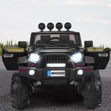 Electric Ride-On Truck for Kids with RC Control, Spring Suspension, Lights, Music, and Trunk - Black